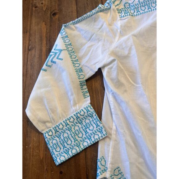 Gretchen Scott Tunic Top Size Small Embroidered Blouse Shirt Coastal Boho - Picture 11 of 16